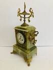 Rare Antique 19th Century 1840   s French Green Onyx Marble Ormolu Mantel Clock