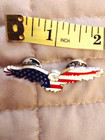 New   15  Patriotic Eagle Usa Flag Hat Pin  White  Red  Blue  Silver alloy