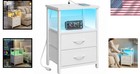 White Night Stand With Charging Station  2 Drawers  2 Shelves  Modern End Table
