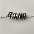 European Murano Style Black White Glass Beads Pearl Silver Charm Set Of 12 Pcs