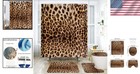 Luxury Leopard Print Shower Curtain Set  Waterproof With Bath Rugs   Accessories