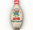Vintage Full Size White Happy Birthday Bozo The Clown 15  Tall Bowling Pin