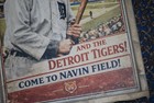 Ty Cobb Detroit Tigers Navin Field Antique Style Art Wood Baseball Ad Sign 12x16
