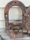 Antique Original Rusty Horseshoe U Shaped Matched Pair Barn Door Rollers Hangers