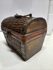Decorative Wooden Woven Treasure Chest     Rustic Vintage-style Storage Box