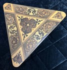 Vintage Italian Marquetry Inlaid Wood Triangular Music Box Side Table  working 