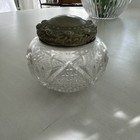 Antique Brilliant Cut Crystal Vanity Dresser Jar With Lid
