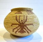 Rare Old Panamint Pictorial Basket With Sun Spider Native American Polychrome 8 