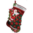 Bucilla Felt Stocking Applique Kit 18  Long Santa Poinsettia Tree 86142