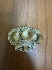 Vintage Sam Fink Gold 3 Tube Lipstick Holder Turquoise Blue Stones