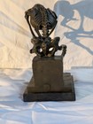 Signed Milo Bronze Skeleton  the Thinker  Sculpture On Marble Base Figurine