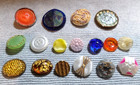 17 Vintage Antique Glass Buttons Various Patterns Sizes Shapes