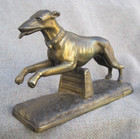 Vintage Brass Bronze Leaping Jumping Greyhound Dog Metal Figurine