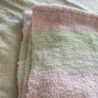 Carters Pink White Green Stripe Baby Blanket Chenille Security Lovey 30 X 40 