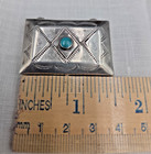 Vintage Navajo Sterling Silver Pill Box Turquoise Cabochon Native American