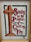 Vintage Handmade Cross Stitch Religious Standing On The Promises In Gold Frame 