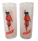 Vtg Pair Set 2 Beefeater Gin Lime   Tonic Frosted Glasses Blt Slender 8oz Glass