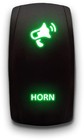 Laser Etched Momentary Toggle Switch 20a 12v - Vertical Horn  2  - Green