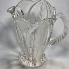 Vintage Crystal Pitcher  frosted Pattern  with Handle 8  X 5  Inches   