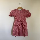True Vintage Red White Gingham Cross Stitch Ruffled Sleeve Toddler Dress 3t