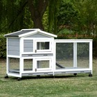 2 Tier Wooden Rabbit Hutch Bunny Cage Chicken Coop Pet House W run In outdoor
