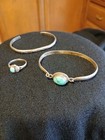 Vintage Navajo Sterling Silver  story Bracelet    turquoise Bracelet With Ring