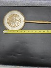 Vtg Ornate Floral Brass Vanity 4 Piece Set  Hand Mirror hair Brush comb jar