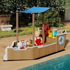 Petscosset Outdoor Kids Wooden Sandbox With Canopy  Pirate Ship Sandbox With Lid