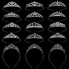 Silver Elegant Simple Rhinestone Crystal Crown Wedding Party Tiara For Women Lit