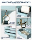Decorative Key Holder Wall Mount 9 Hooks Mini Drawer Organizer Blue Shelf