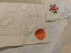 Lot Four Vintage Hand Embroidered Handkerchiefs Linen And Cotton - Unused