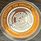 Golden Nugget Las Vegas  10 Silver Strike Token 2001 Gn Logo Copper Rim New Case
