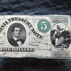 1862  5 Va Treasury Note Richmond Confederate Civil War Paper Money Banknote   