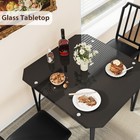 3 Piece Dining Set Glass Top Table And Pu Seat Chairs For Kitchen Dining Room