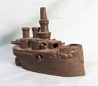 Original Antique Cast Iron Battleship Oregon Coin Bank  Stevens 1890 s