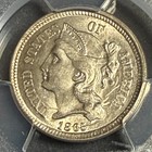 1865 3-cent  nickel   Pcgs Au58 - Very Nice 