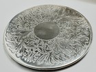 Vintage Silverplate Coaster Set With Holder Engraved Floral Barware Mcm Set Of 6