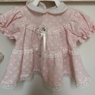 Vintage Tiny Tots Baby Girls Dress W  Bonnet Pink W  White Floral 6 9m