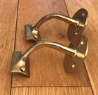 2x Vintage Brass Hand Rail Curved Brackets Stair Old Handrail Pair -  cd19 