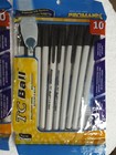 Tc Ball Black Ink Pens Medium Pt  Total 20 New Lot 2 Packs Free Shipping