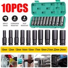 10pcs 1 2  Deep Impact Socket Set Drive 6 Point Metric Garage Tool 10 - 24mm Usa