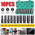 Impact Sockets Set 1 2inch Drive 10 Pcs Metric 10mm-24mm Deep 6-point Set W case
