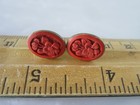 Beautiful Antique Chinese Solid Sterling Silver Carved Cinnabar Lacquer Earrings