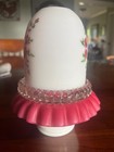 Fenton Lg Wright 3 Piece Rose Blow Fairy Lamp Painted On 3 Sides Exquisite 
