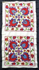 Uzbek Silk Floral Double Panel Embroidery - Silk On Cotton - 20  X 42 