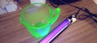 One Quart Four Cup Green Depression Uranium Glass Footed Measuring Cup