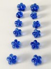 Vintage Blue Glass Buttons -flower Shape  Set Of 12