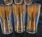 Vtg Set Of 6 Georges Briard Gold High Ball Drink Glasses Mcm  Barware