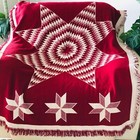 Vtg Prairie Star Throw Blanket Reverse Fringe Mww 1990 Cottagecore Grandma Core