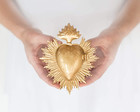 Sacred Heart  Metal Heart Milagro  Gold Heart Box  Ex Voto
